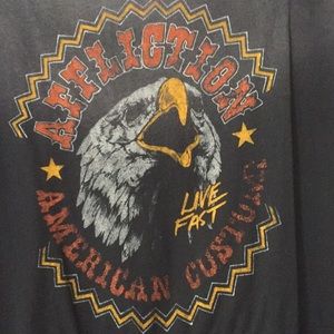 Affliction small fringe long sleeve shirt.